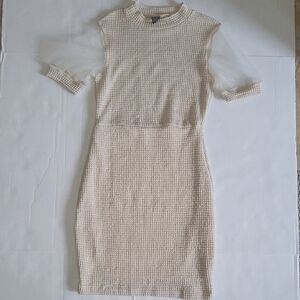 SHEIN knit dress with Sheer Puff. Size M. Fully Lined. Crew Neck.